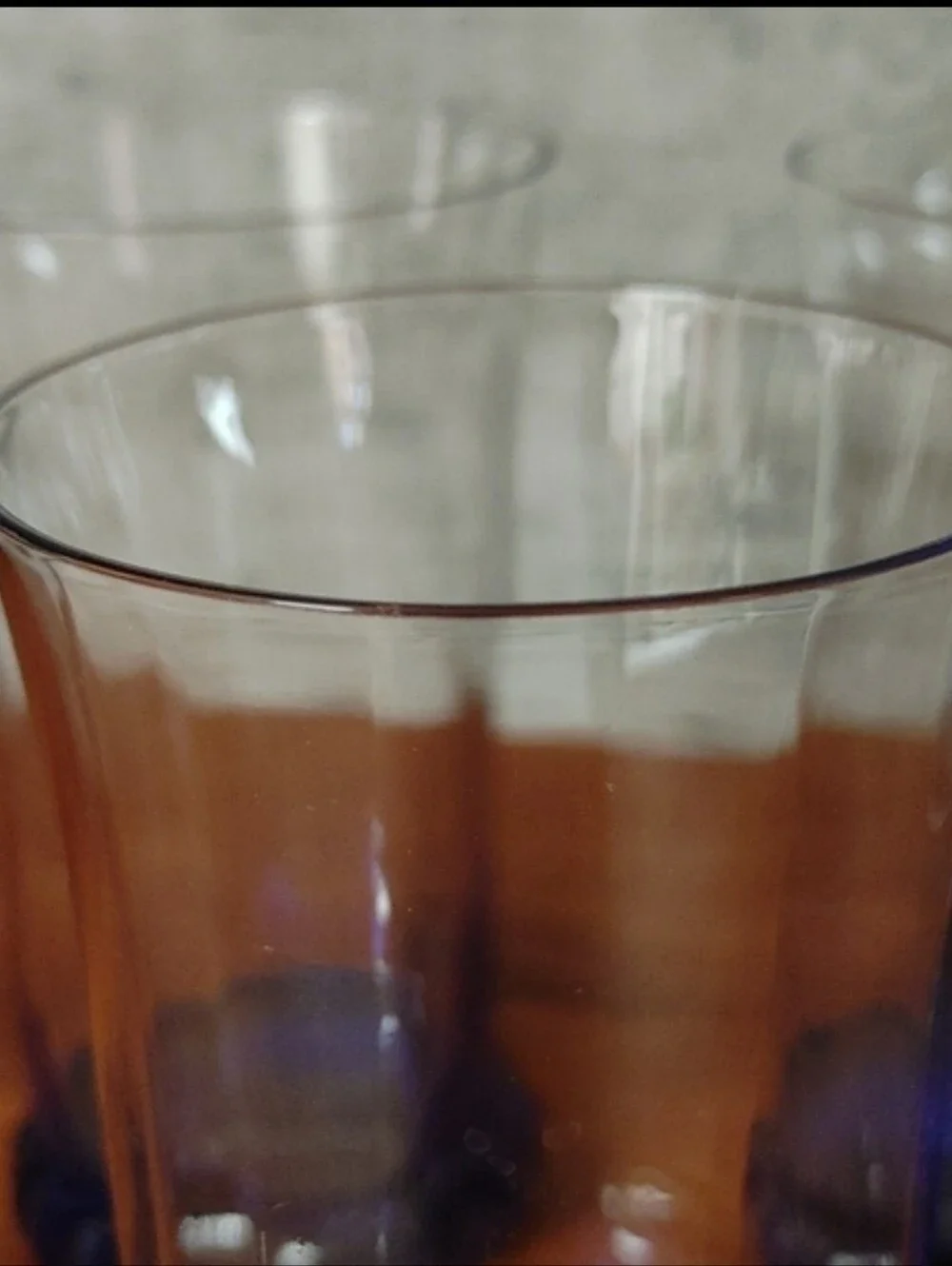 Vintage Cobalt Blue Base Clear Glass Tumbler - Set of 5